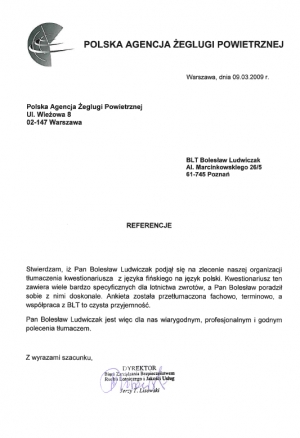 referencje od Polska Agencja Żeglugi Powietrznej